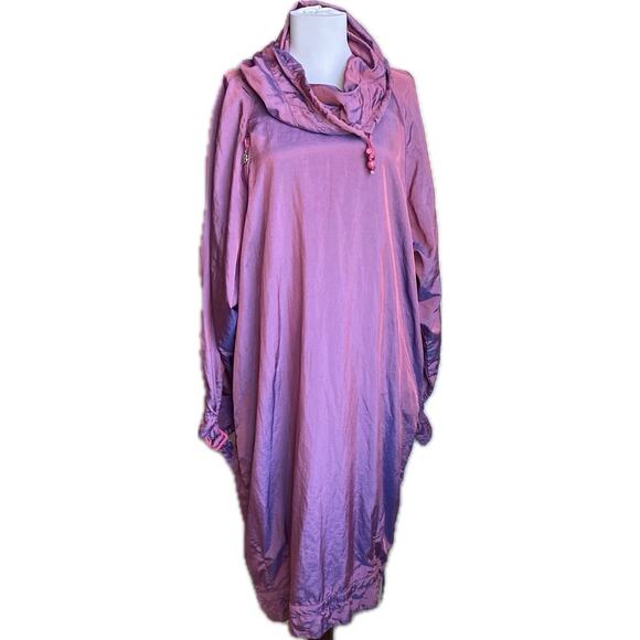 VTG BERGANS NORWAY Iridescent Long Hooded Windbreaker Jacket SZ M Purple Poncho - Picture 1 of 11